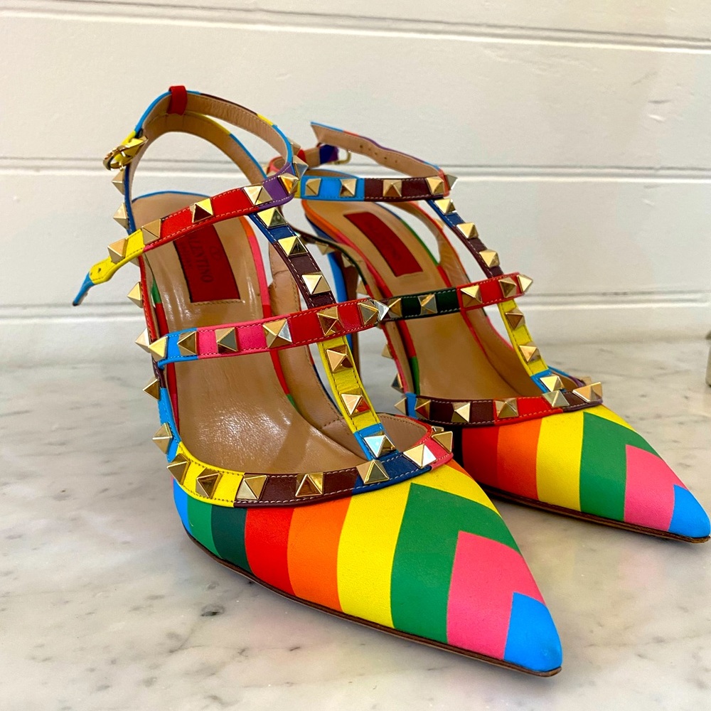 Studded Rainbow Valentinos 38 1/2